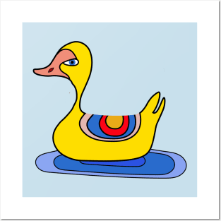 Hippie Rubber Duck Swimming Posters and Art